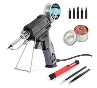 EOOKU Soldering Iron gun Kit,60W Auto Feed Soldering Kit with Adjustable Temperature LCD Display,Wire,Tip Cleaner,5 Tips,Pump,Tweezers for Electronic PCB Repair,DIY