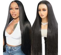 Eool Straight Human Hair wig For Black Women,9X6 Lace Glueless Wig Human Hair Pre Plucked Pre Cut,200% Density Wear And Go Glueless Lace Front wig human hair Natural Color Can Be Dyed&Bleached 26 Inch