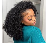 Eooma Half Wig Human Hair 220 Density Kinky Curly half wig Upgrade 3 IN 1 Drawstring Seamless Flip Glueless Wigs for Women Invisible Hairline Beginner Friendly Headband Wig 20 Inch