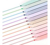EooUooIP Aesthetic Highlighters Pens,12 Colors Broad and Fine Tips Highlighter Set,Double Pastel Highlighter Pens,Assorted Colors for Journal