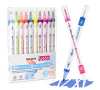 EooUooIP Erasable Highlighters, 10 Colors Pastel Highlighter Pens with Dual Chisel Tips, Markers No Bleed Dry Fast for Bullet Journal, Bible, Planner, Notes, School Office Supplies