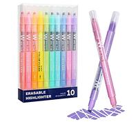EooUooIP Erasable Highlighters Assorted Colors, Wide and Fine Tips Friction Highlighters, Pastel Marker Set for Highlighting in Student Office Classroom (10 Colors)