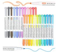 EooUooIP Pastel Highlighters-25 Pack Dual Tip Dry Fast Pastel Highlighter Set Assort Color Bible Pen Soft Chisel Tip Marker for Highlight Journal Stationary Supply Gift for School Student Office Adult