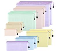EOOUT 14pcs Mesh Zipper Pouch, 8 Sizes Waterproof Zipper Bags, 7 Colors Waterproof Plastic Document Pouch, Multipurpose for Travel Storage, Office Appliances, Home Organize