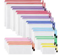 EOOUT 20pcs Mesh Zipper Pouch, Waterproof Zipper Bags, 8 Sizes Plastic Travel Pouch, 10 Colors, Multipurpose for Board Game, Travel Storage, School Supplies, Office Appliances, Home Organize