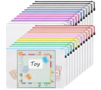 EOOUT 24pcs Mesh Zipper Pouch Bags A3 Extra Large Document Bag with Label Pocket, 16.9x12 Inches, Plastic Zip File Folders, Puzzles, Board Game Storage for Organizing Office Home