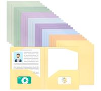 EOOUT 24pcs Plastic Folders with Pockets, Heavy Duty Pocket Folders, 2 Pocket File Folders with 2 Business Card Holder, 8 Colors, Letter Size, A4 Size, for Office School Filing Supplies