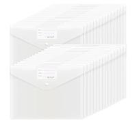 EOOUT 30pcs Plastic Envelopes, Clear Envelopes with Snap Closure, Document Folders Letter Size A4 Size File Envelopes with Label Pocket for School Home Work Office Organization