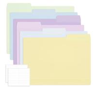 EOOUT 30pcs Plastic File Folders, 9'' x 11.6'' Manilla Folders, 3 Tab Colored File Folder, 6 Colors with 40pcs Erasable Category Labels for School and Office Supplies