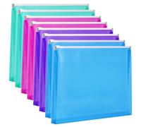 EOOUT 8pcs Plastic Envelopes, Poly Zip Envelopes, Letter Size, Expanding Plastic Envelopes with Zipper, 9.8 x 12.8 Inches, 4 Assorted Colors, for School and Office Supplies