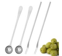 Eophmi 4Pcs Pickle Kit - 7.3 inch Olive Spoon & Pickle Fork - Stainless Steel - 4 Pcs