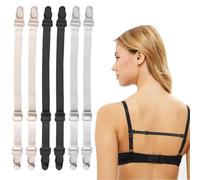Eophmi Bra Strap Holder 6 Pcs Adjustable Bra Strap Clips Racer Back Bra Clip Bra Clips for Racer Back Bra Strap Retainers Bra Clips for Preventing Bra Straps from Slipping (Black Beige White)