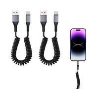 Eophmi Coiled USB C Cable 2pcs USB C Coiled Cable 0.3m-1.5m Fast Charging Cables Type-C for iPhone 16/15/Plus/ProMax, Galaxy S24 Ultra S23 FE S22 S21, Google Pixel, Xiaomi