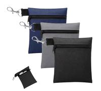 Eophmi Golf Tee Pouch,3PCS Zipper Golf Ball Bag,Golf Accessories Bag with 360°Rotatable Hook for Valuables and Golf Accessories - Water-Resistant Oxford Fabric, 3 Colors (Gray/Black/Navy)