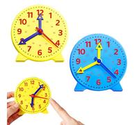 Eophmi Learn to Tell The Time Clock 2pcs Teaching Clocks for Children Kids Clock Learn to Tell The Time Diameter 10cm (Yellow，Blue)