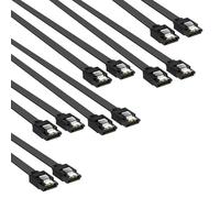 Eophmi SATA data cable, 6pcs High-Speed SATA Cable III 6Gbps, L Shape with Locking Latch HDD Data cable for Server HDD SDD Computer CD DVD Drivers, Black