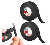 Eophmi Wiring Loom Tape,2PCS 19mm x 15m Black Fabric Tape,Wiring Harness Cloth Tape for Car Harness, Cable Flexibility and Noise Damping