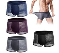 EOQIFJM Bamboo Fibre Boxer Shorts, 4/8 Pieces, Bamboo Boxers, Bamboo Boxers for Men, All Day Comfort (Mix 4 pcs, L)
