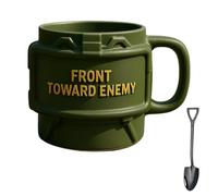 EOQIFJM Claymore Mine spoon Cup, Funny 3D Printed Mine Design Coffee Mug Unusual Tactical Tea Cup with Stainless Steel Spoon for Birthdays Father's Day and Christmas Military Enthusiasts Gift (11 oz)