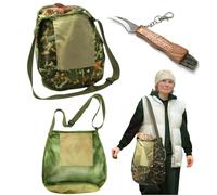 Eorbow 17"*16" Foraging Bag with Knife, 2 Pack Mushroom Hunting Kit, Large Capacity Harvesting Pouch with Sharp Fungus Knife, Foraging Basket with Adjustable Strap for Mushroom Decor Lovers