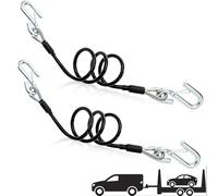 Eorbow 2 Packs 44-1/2'' Trailer Safety Cables, Vinyl-Coated Coiled Towing Chain, 7/16'' Snap Hooks with Latch for Boat, 5,000 lbs Break Strength