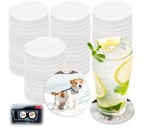Eorbow 24 Packs Ceramic Sublimation Car Coasters, Car Blanks Cupholders with Finger Notch for Easy Removal, Absorbent Auto Cup Holders Keep Vehicle Free from Cold Drink Sweat Stain Spill