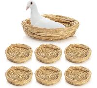 Eorbow 6 Packs Woven Straw Bird Nests, 8" Handmade Flat Base Spawning Nest, Small Animal Breeding Bed Hatch House Cage Accessories for Dove Pigeon Parrot Cuckoo Sparrow Rabbits Chinchillas Hamster