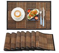 Eorbow 8 Pack Bamboo Placemats, Natural Anti-Slip Dining Table Mats, Heat-Resistant Place Mats, Japanese Style Washable Placemats for Dining Room, Kitchen, Restaurant, 18 x 12 Inch