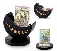 Eorbow Tarot Deck Holder with Moon Shape Case, Wood Tarot Card Display Box Stand, Moon Phase Daily Oracle Card Organizer, Witchcraft Decor Supplies for Crystal Stone Storage