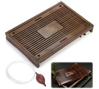 Eorbow Wooden Tea Tray, 17 Inch Chinese Kung Fu Tea Tray, Gongfu Tea Table with Water Storage Box, Household Filter Tea Serving Tray Gift Set for Home, Office, Bar