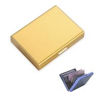 EOREA Hard Case Wallet - RFID Blocking Stainless Steel Card Holder - Portable Hard Case Wallet - Stainless Steel Credit Card Holder for Women and Men, Ideal Gift & Daily Use, Metallic Gold, Portable,