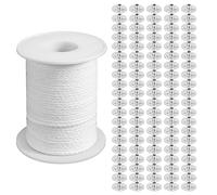 Eorleya Candle DIY Tools Set, 1 Roll 200Ft/61M Cotton Candle Wick Core with 100 Pcs Candle Wick Sustainer for Candle Making Kit