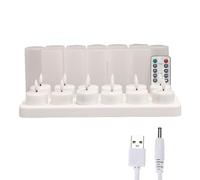 Eorleya Flameless Candles with Remote Control Timer & Charging Base, 12pcs USB Rechargeable Battery LED Tea Lights Candles