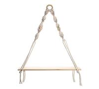 Eorleya Macrame Wall Hanging Shelf - Boho Wood Wall Shelves with Wood Beads, Farmhouse Floating Shelf Rustic Hanging Plant Shelf Easy Install