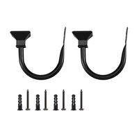 Eorleya Set of 2 Square Metal Decorative Curtain Hold Backs, Wall Mounted Window Drapery Tiebacks for Bedroom, Livingroom, Office Come with Screws, Black