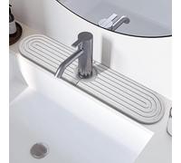 eormoe Diatomite Sink Splash Guard - DryingNeat Kitchen Faucet Mat, Instant Dry Water Absorbing Stone Tray for Sink, Durable Protector for Kitchen Bathroom Counter [Light Grey, 17.7" x 3.9"]