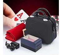 EORNYHQMY Card Shuffler,Portable Automatic Card Dealer Machine,with Poker Tablecloth and Suitcase,360° Rotating,for 2-8 People Game (Blue)