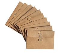 EORTA 10 PCS Kraft Paper Envelope Vintage Envelope Pockets with Button and String Closure for Mail Postcard Bills Invitation, Brown, 6.7x4.5 Inch
