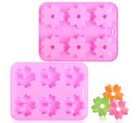 EORTA 2 Pack Flowers Shaped Silicone Mold 6 Cavity Sakura Baking Tray Cookie Mold Baking Tray Desserts Making Pan by for Mousse Chotolate Ice Soap Jelly Dessert Candy Pastry DIY Craft, Pink