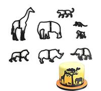 EORTA Set of 8 Fondant/Cookie Cutter Giraffe/Elephant/Lion/Monkey Silhouette Gumpaste Flowers Sugar Craft Mold Cake Decorating Tools for Party, DIY, Craft, Animals Theme