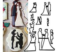 EORTA Set of 9 Fondant/Cookie Cutter Couples Silhouette Gumpaste Flowers Sugar Craft Mold Cake Decorating Tools for Husband and Wife, Wedding Birthday Valentine's Party, Bridegroom Bride Theme