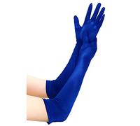 EORUBE Long Opera 1920s Satin Gloves for Women Elbow Length Party Costume Gloves (Smooth 20.5" - Blue)