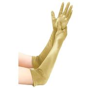 EORUBE Long Opera 1920s Satin Gloves for Women Elbow Length Party Costume Gloves (Smooth 20.5" - Gold)