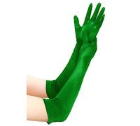 EORUBE Long Opera 1920s Satin Gloves for Women Elbow Length Party Costume Gloves (Smooth 20.5" - Green)