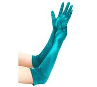 EORUBE Long Opera 1920s Satin Gloves for Women Elbow Length Party Costume Gloves (Smooth 20.5" - Malachite)