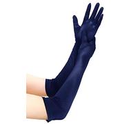 EORUBE Long Opera 1920s Satin Gloves for Women Elbow Length Party Costume Gloves (Smooth 20.5" - Navy)