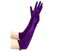 EORUBE Long Opera 1920s Satin Gloves for Women Elbow Length Party Costume Gloves (Smooth 20.5" - Purple)