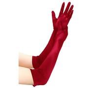 EORUBE Long Opera 1920s Satin Gloves for Women Elbow Length Party Costume Gloves (Smooth 20.5" - Red)