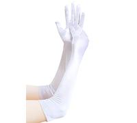 EORUBE Long Opera 1920s Satin Gloves for Women Elbow Length Party Costume Gloves (Smooth 20.5" - White)