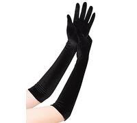 EORUBE Long Opera Gloves for Women Velvet Gloves 1920s Flapper Stretchy Elbow Length Halloween Costume (Black)